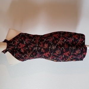 Charles Henry Dot Floral Twist Neck Halter Dress Size XS/S